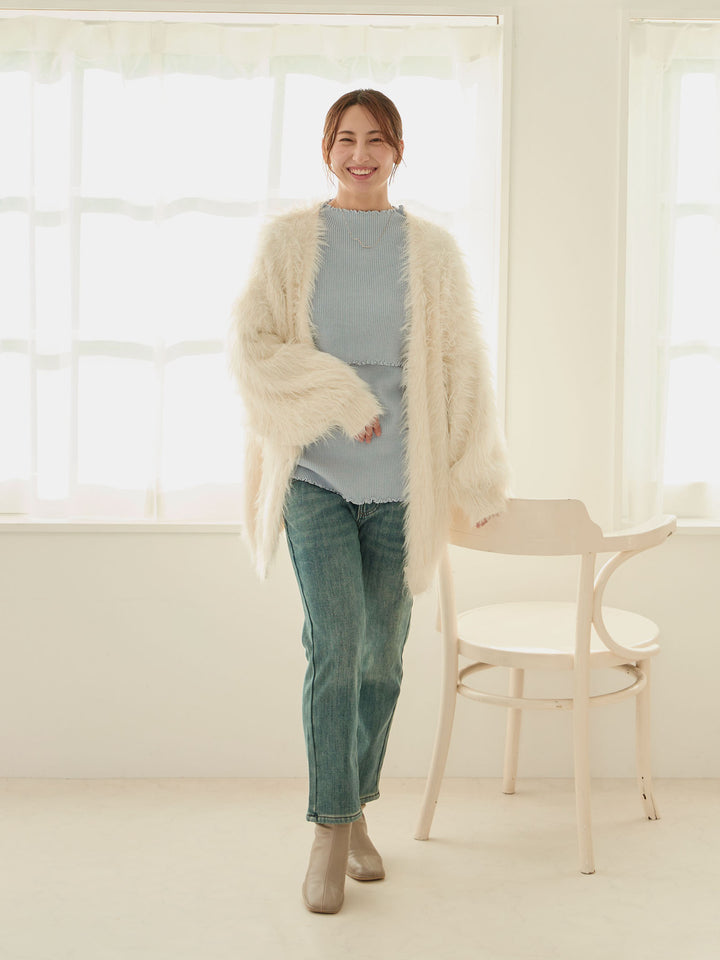 [Maternity/Nursing Wear] Fluffy Cardigan Ecru