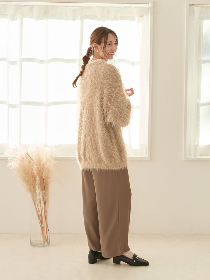 [Maternity/Nursing Wear] Fluffy Cardigan Beige