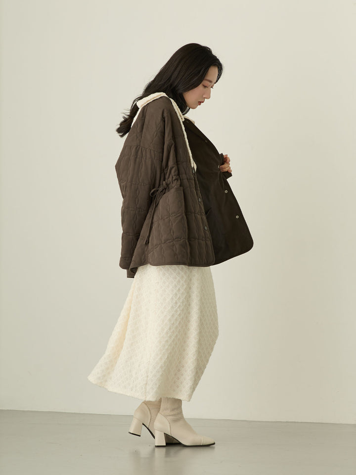 [Can be used for maternity and postpartum] Original quilted outerwear with ducker, Charcoal