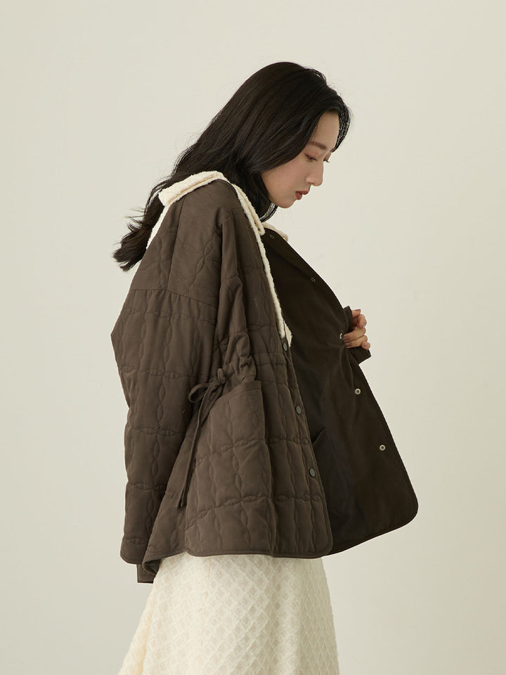 [Can be used for maternity and postpartum] Original quilted outerwear with ducker, Charcoal