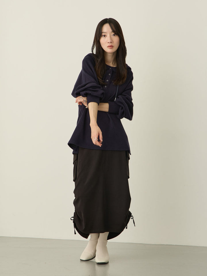 [Maternity/Postpartum] Fleece Cargo Skirt Black