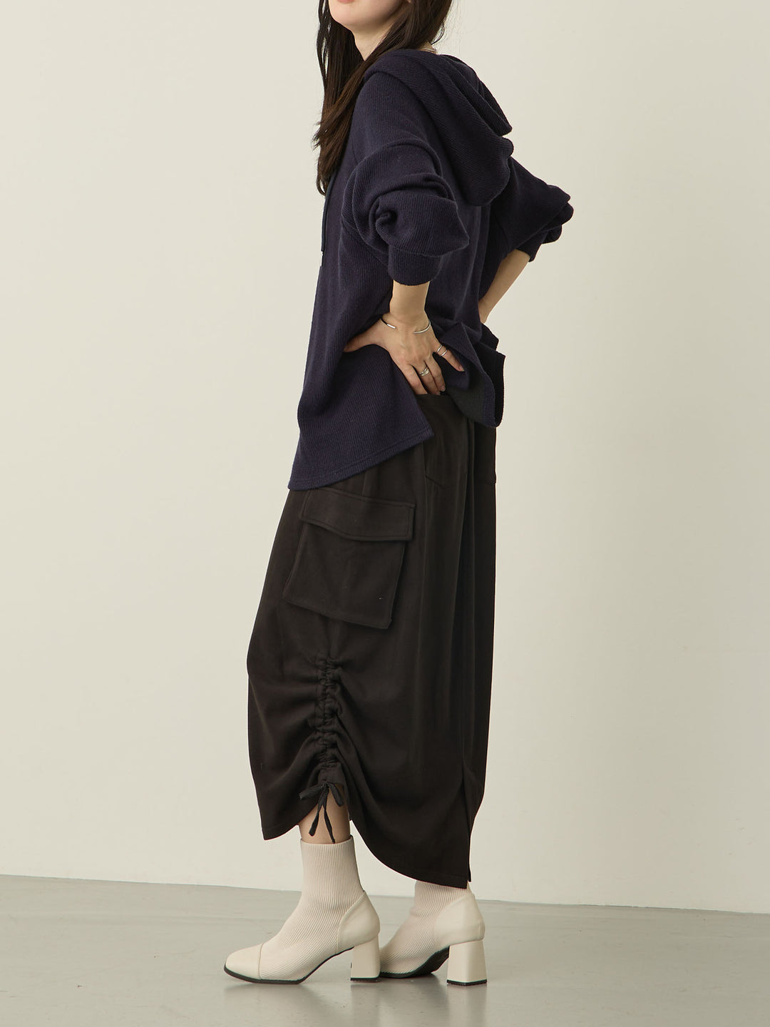 [Maternity/Postpartum] Fleece Cargo Skirt Black