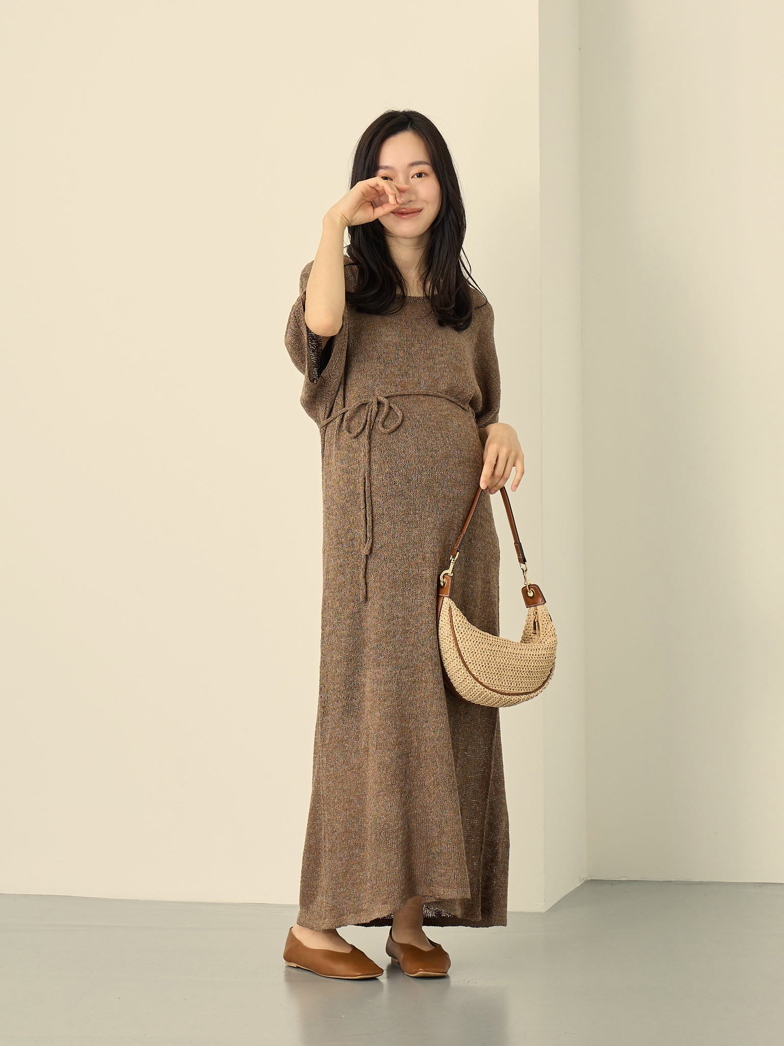 マタニティ・授乳服】選べる丈！サマーニットワンピース・カップ付きペチコートセット Brown – honono for mom&baby