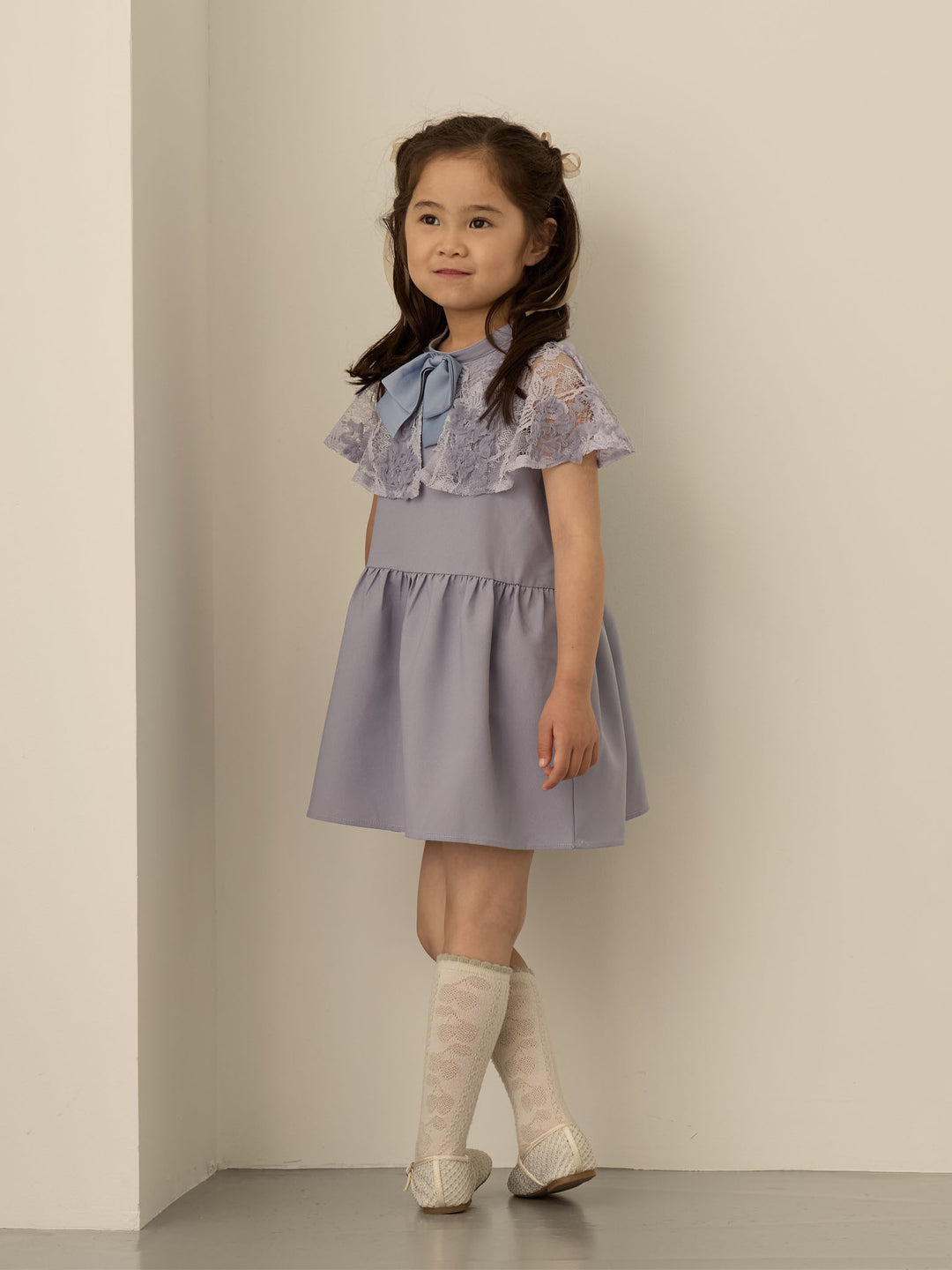 [Kids] Lace Cape Dress Blue