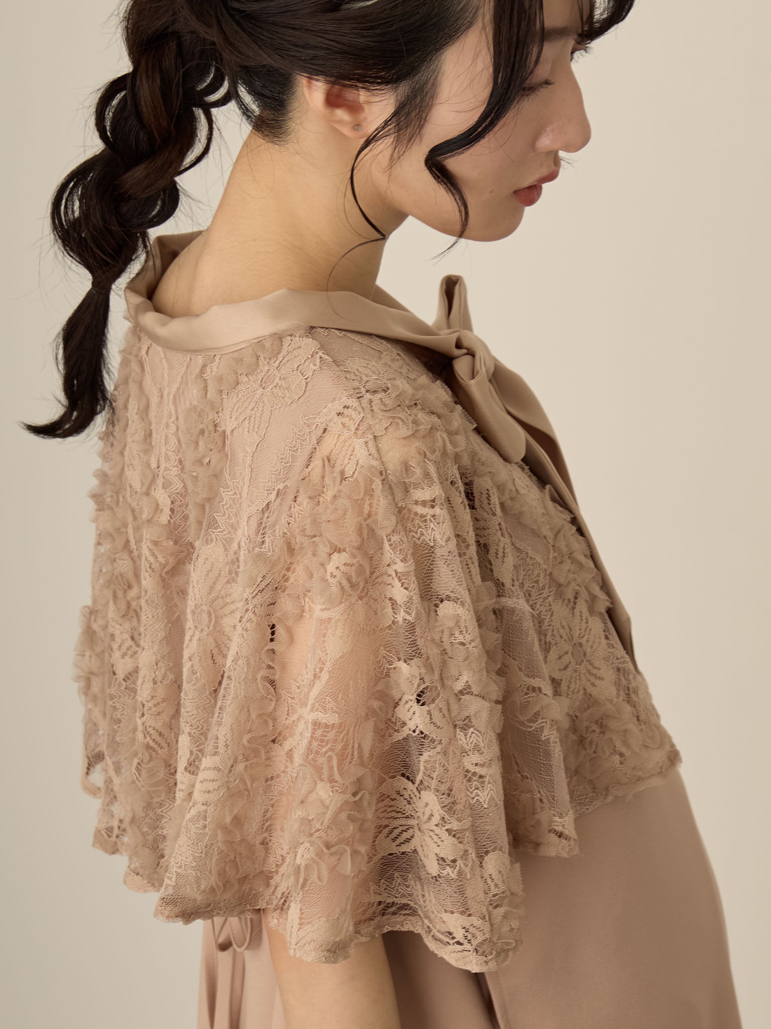 Maternity Nursing Wear Lace Cape Dress Pink Beige honono for mom baby