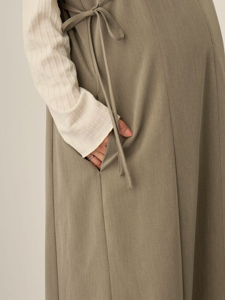 [Maternity/Nursing Wear] Side Ribbon Cami Dress Khaki