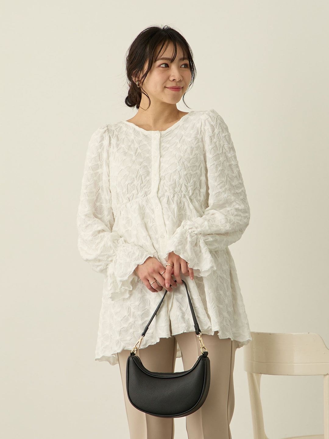 [Maternity/Nursing Wear] Candy Sleeve 2-Way Blouse Lace