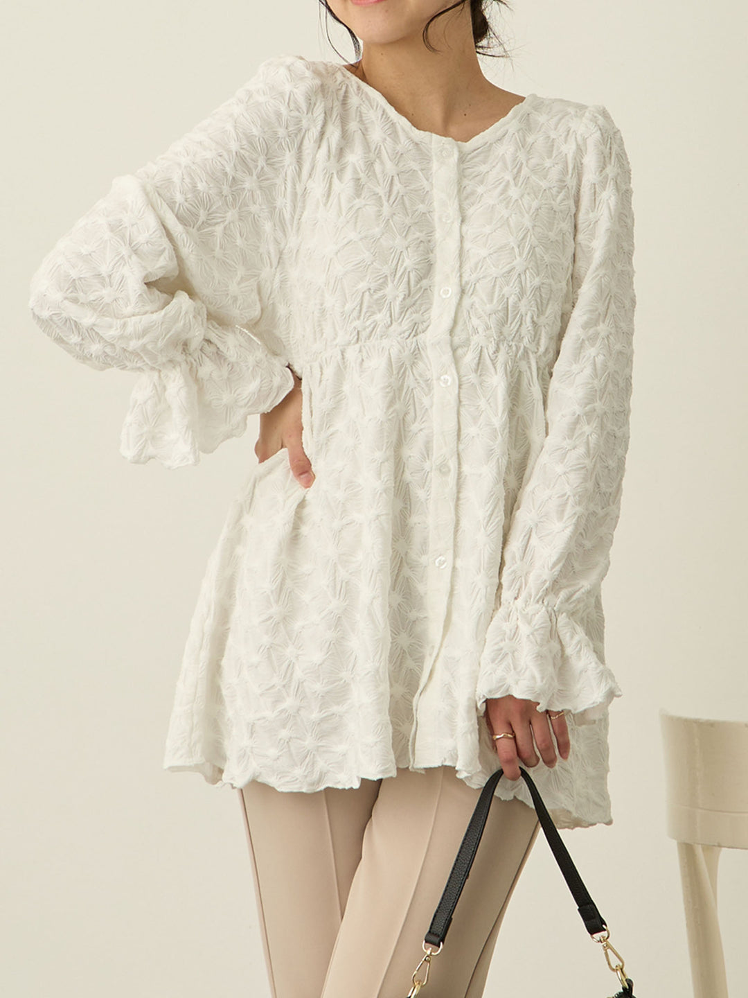 [Maternity/Nursing Wear] Candy Sleeve 2-Way Blouse Lace