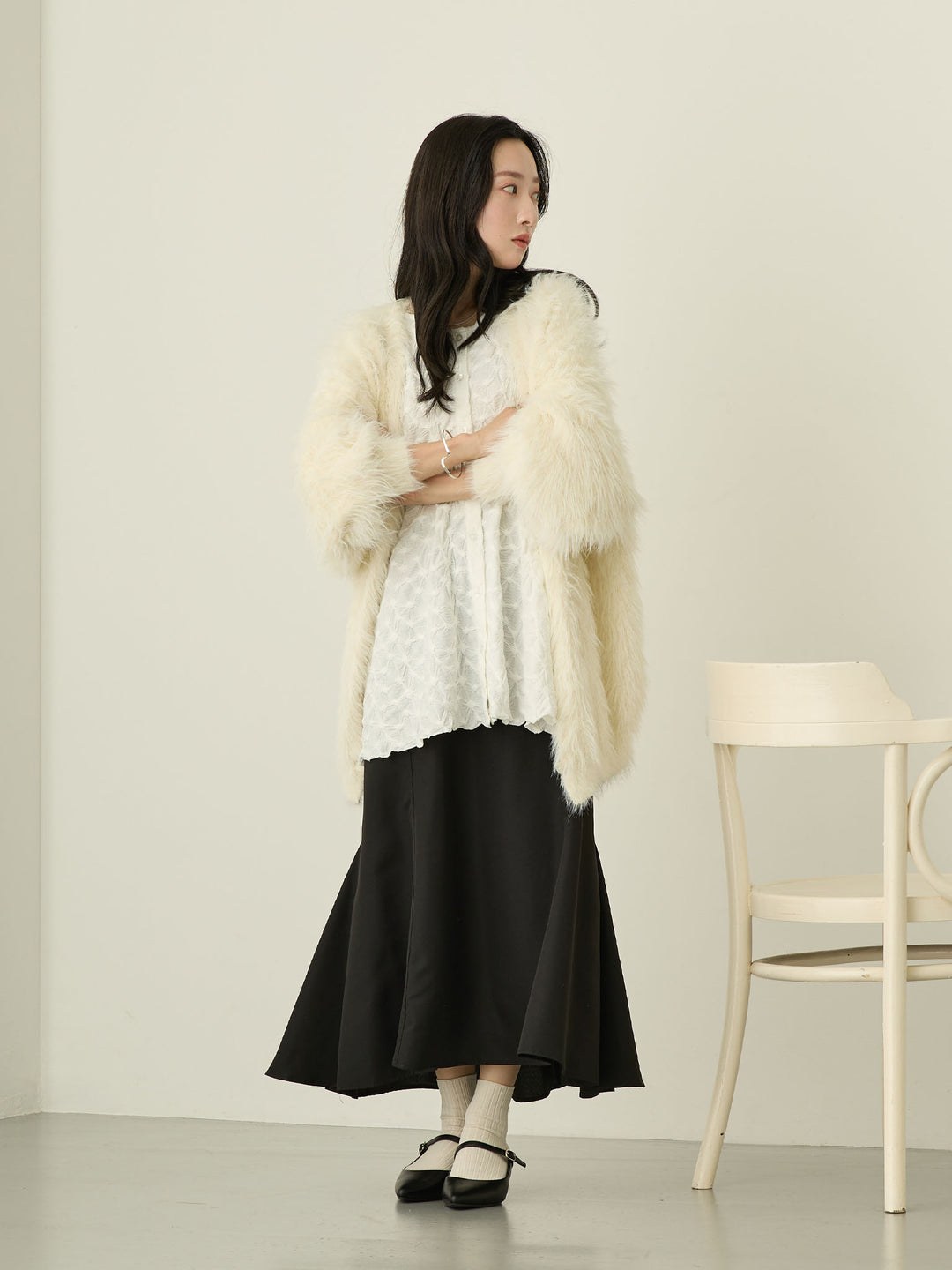 [Maternity/Nursing Wear] Fluffy Cardigan Ecru