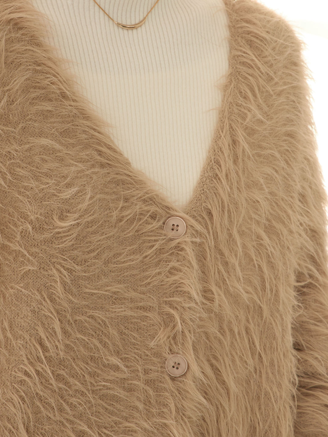 [Maternity/Nursing Wear] Fluffy Cardigan Beige