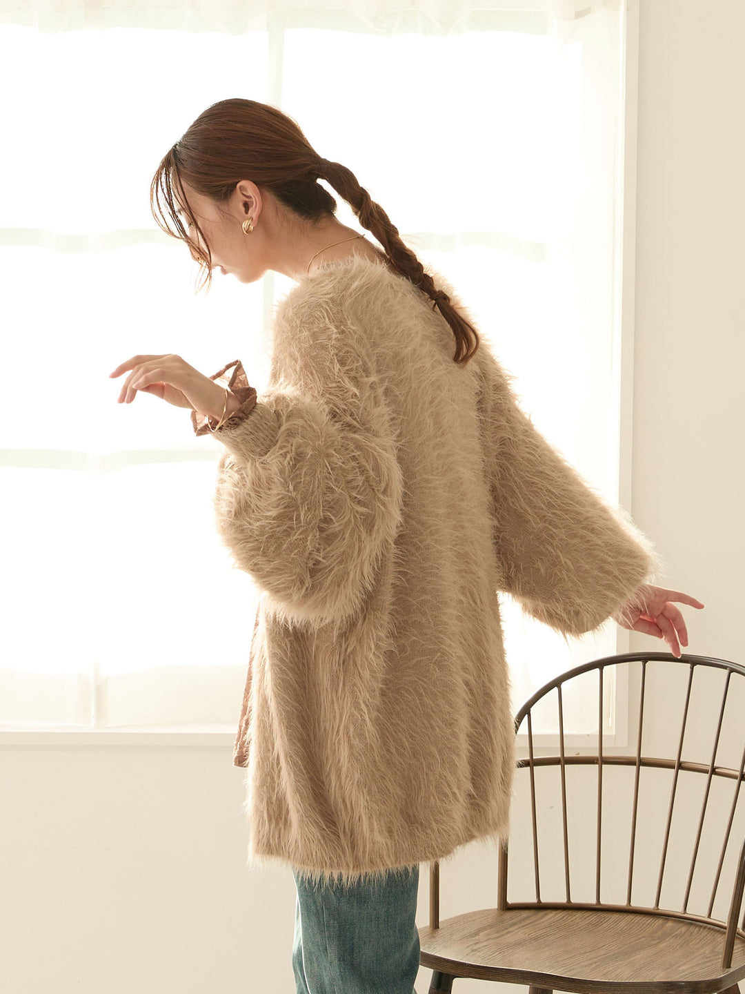 [Maternity/Nursing Wear] Fluffy Cardigan Beige