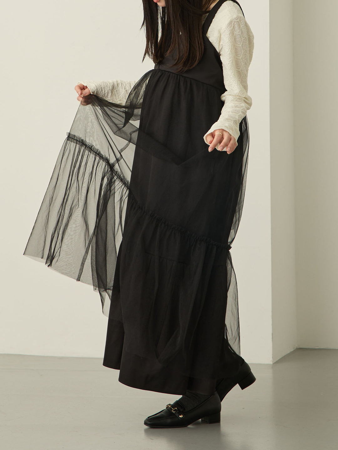 [Maternity/Nursing Wear] Tulle Jumper Skirt Black