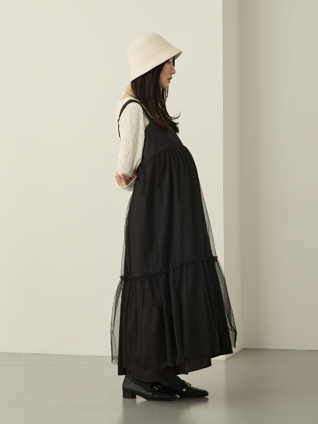 [Maternity/Nursing Wear] Tulle Jumper Skirt Black