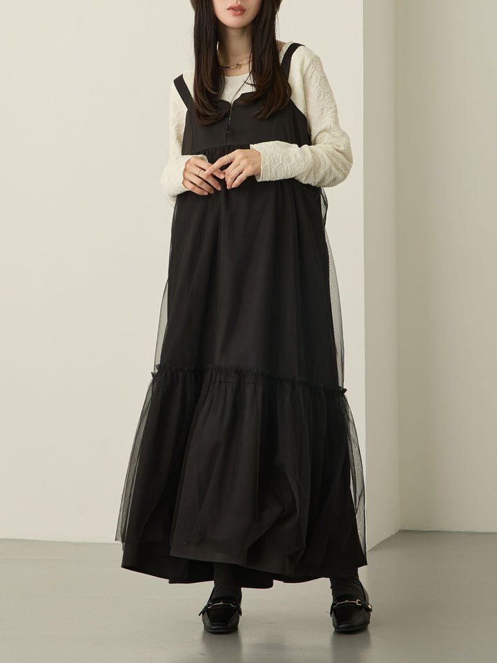 [Maternity/Nursing Wear] Tulle Jumper Skirt Black