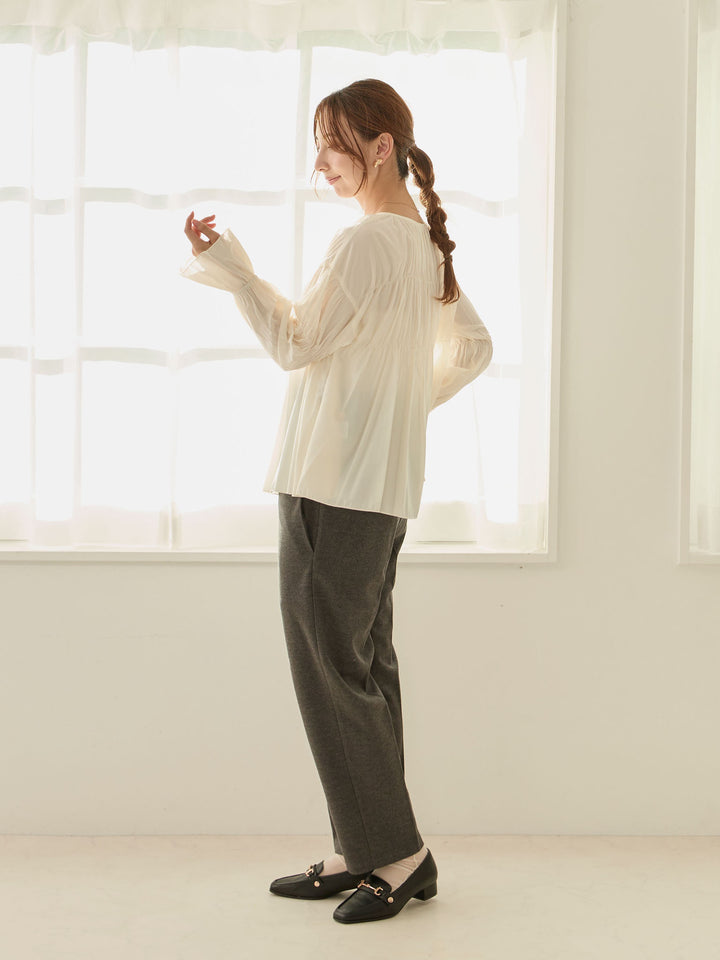 [Maternity/Postpartum] Brushed beautiful leg maternity pants Gray