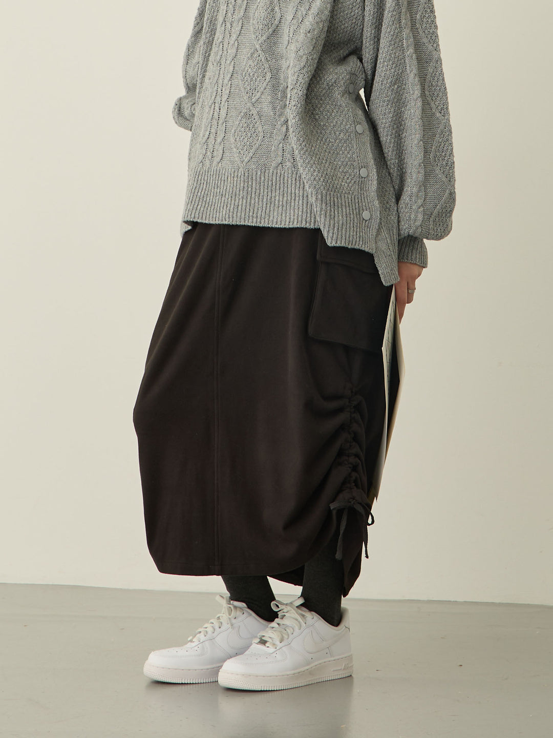 [Maternity/Postpartum] Fleece Cargo Skirt Black