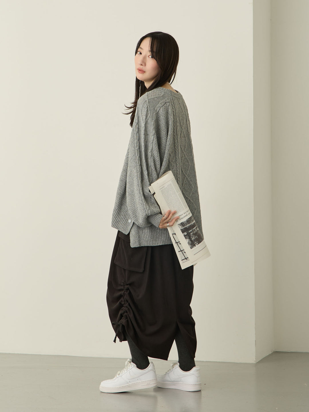 [Maternity/Postpartum] Fleece Cargo Skirt Black