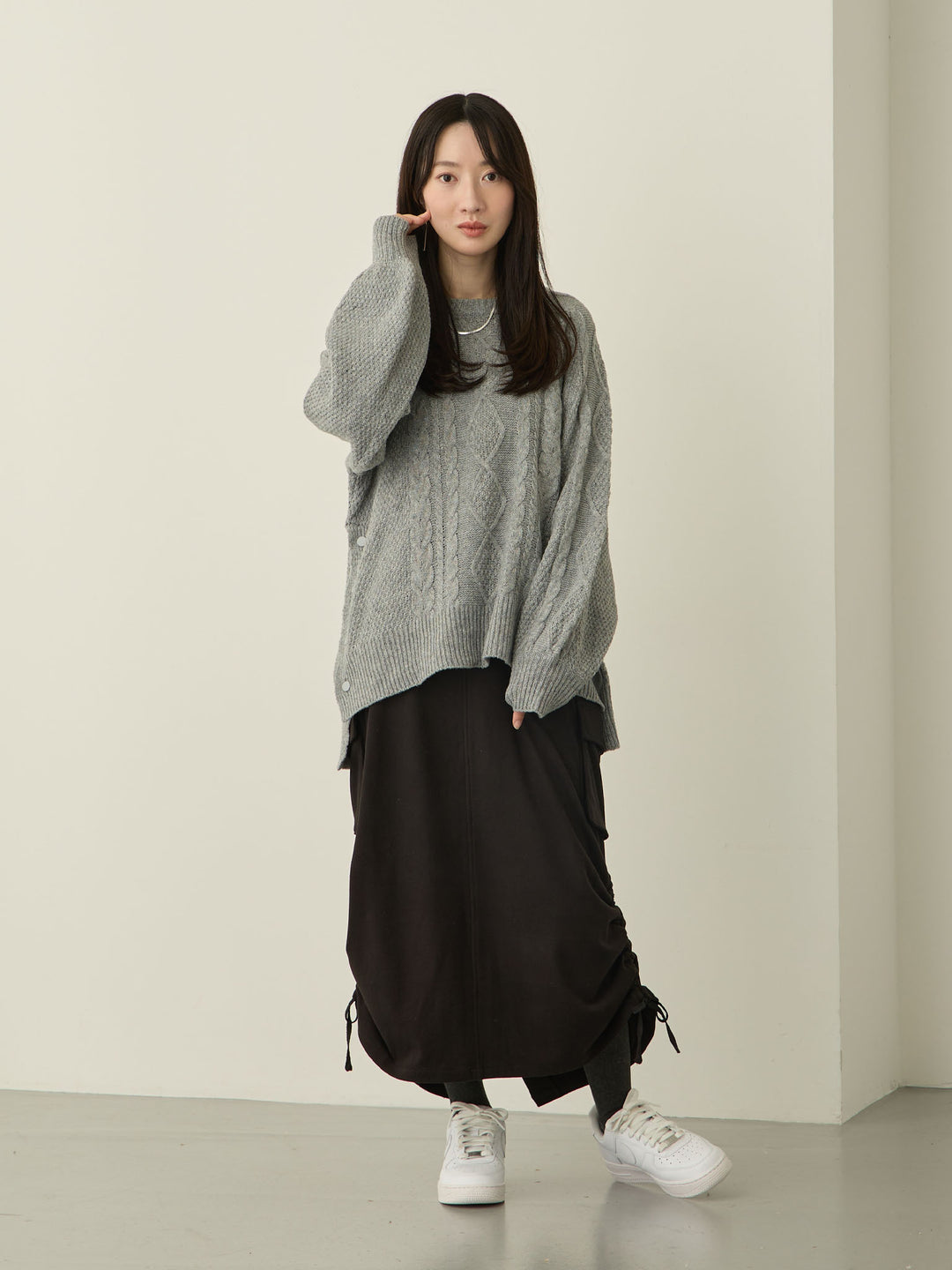 [Maternity/Postpartum] Fleece Cargo Skirt Black