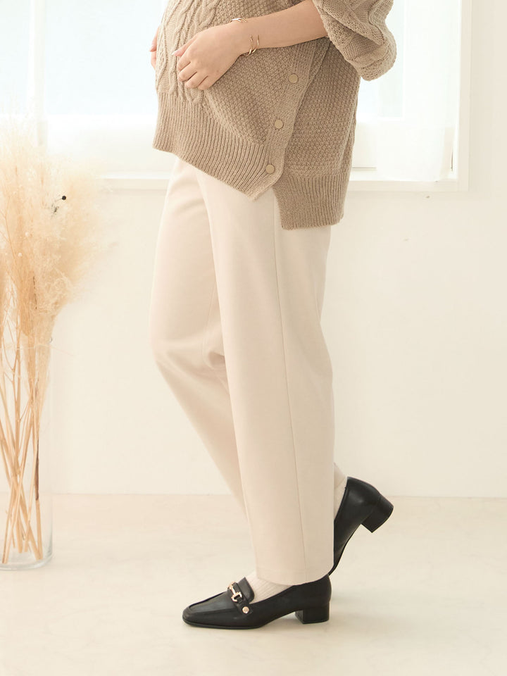 [Maternity/Postpartum] Brushed beautiful leg maternity pants Beige