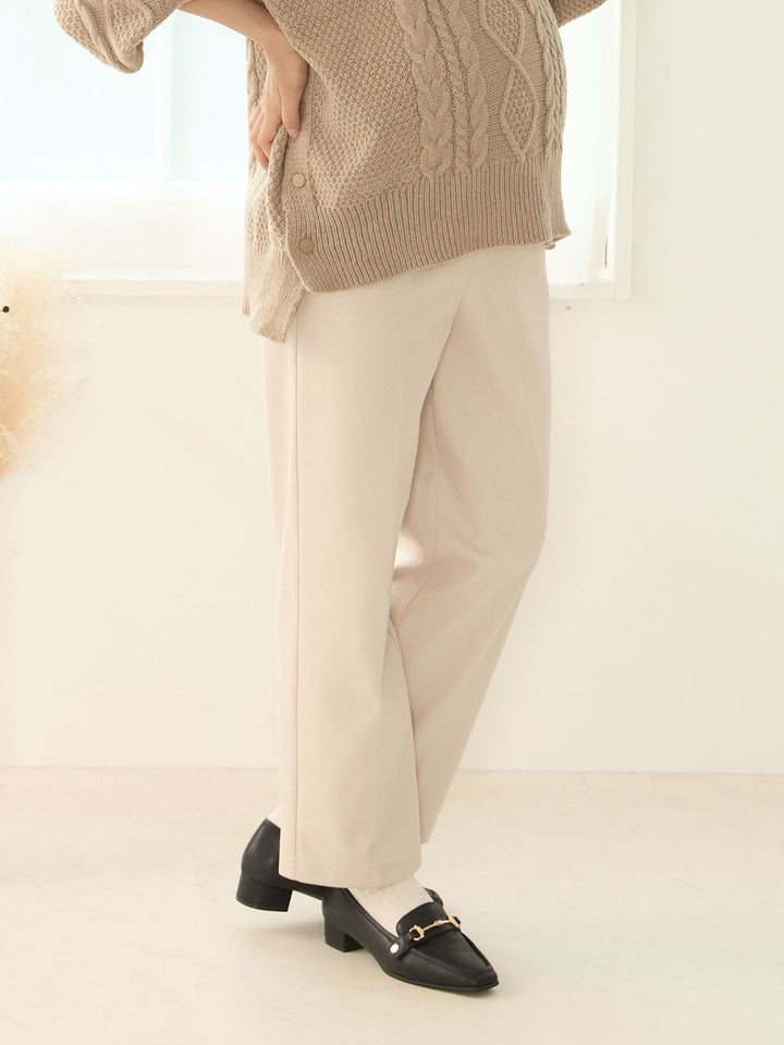 [Maternity/Postpartum] Brushed beautiful leg maternity pants Beige