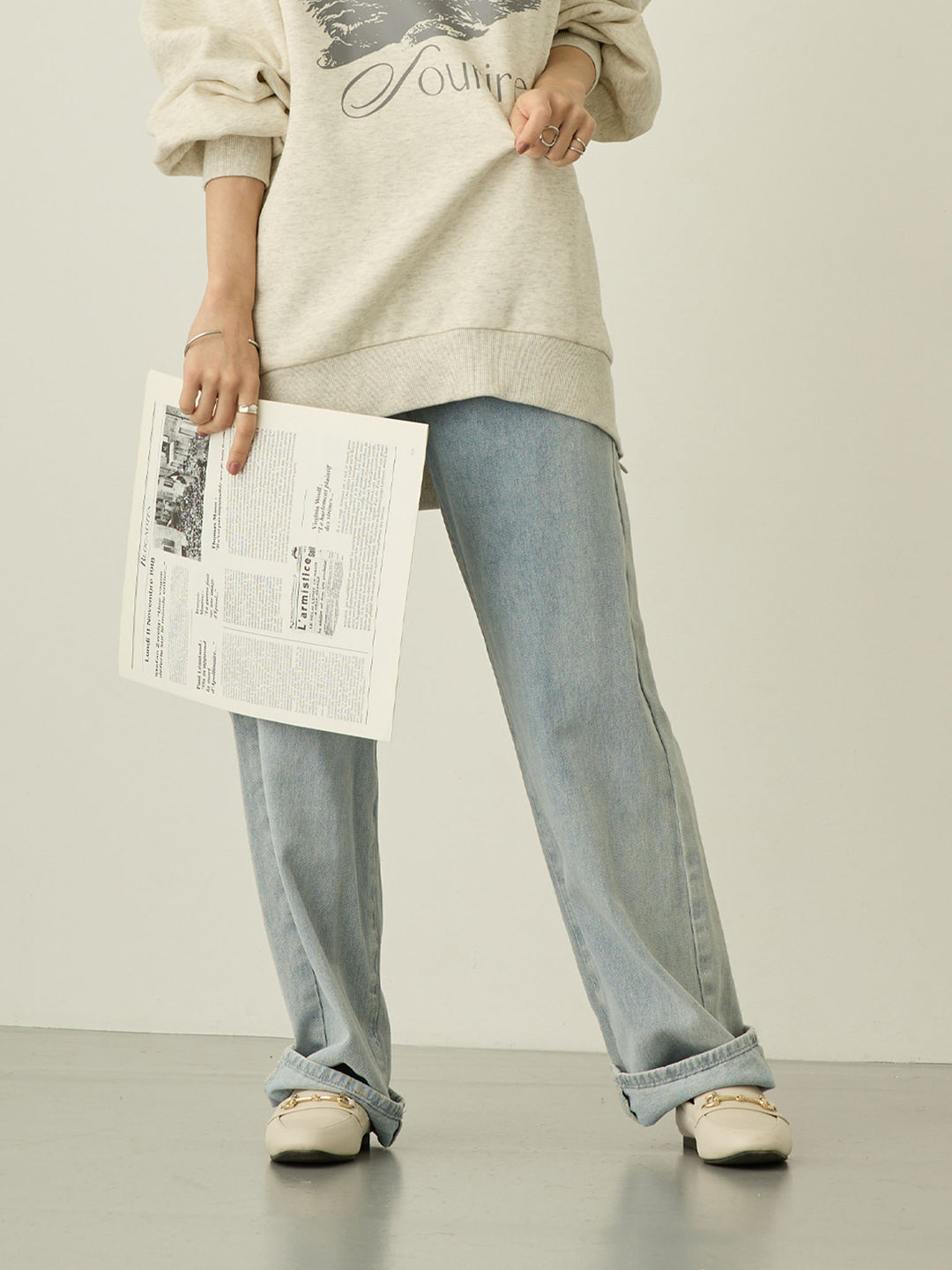 [Maternity] Ideal shape and color! maternity denim long length 