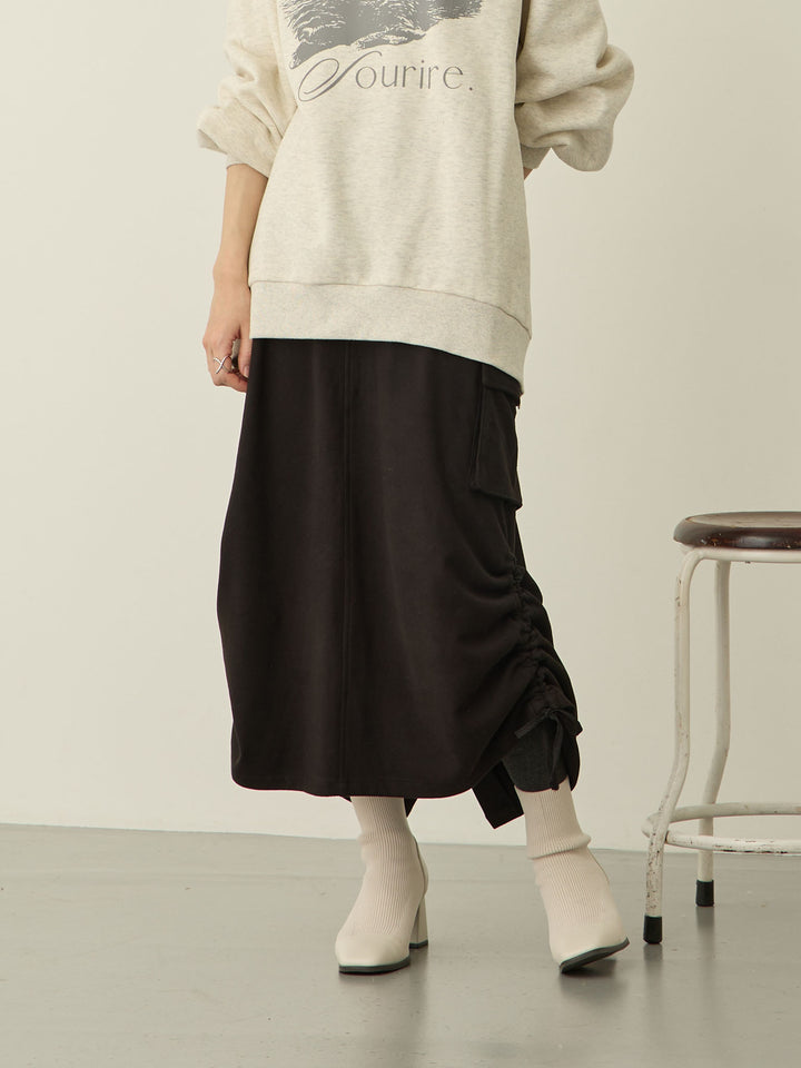 [Maternity/Postpartum] Fleece Cargo Skirt Black