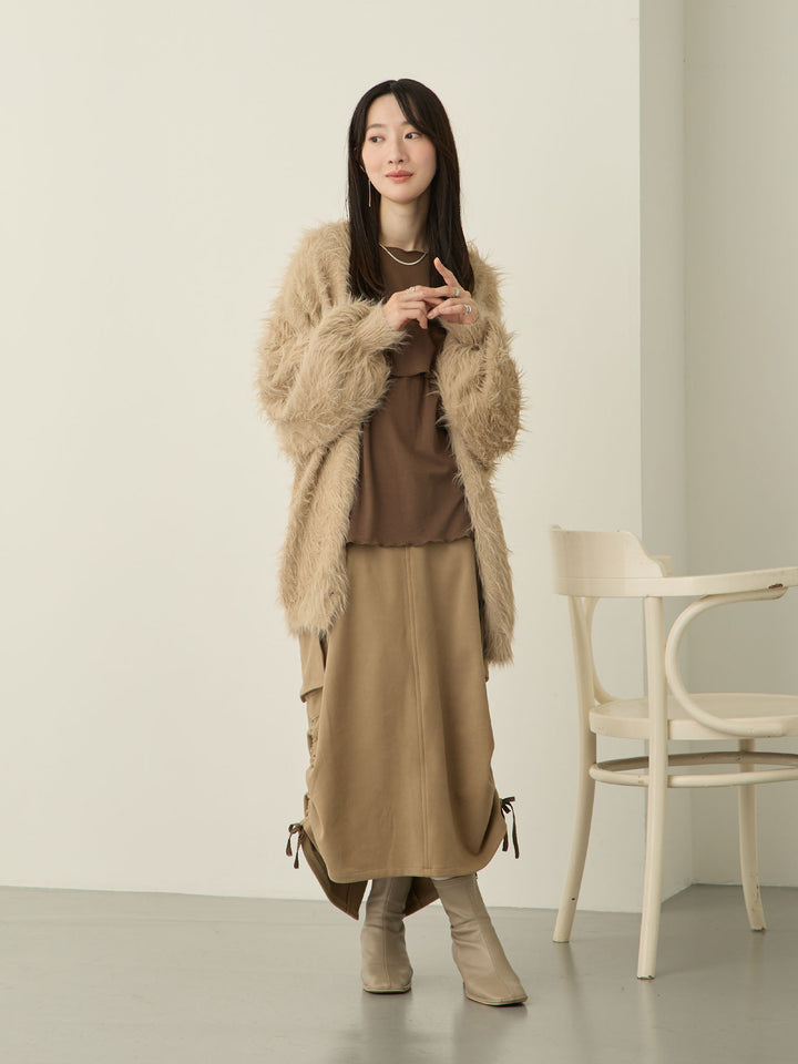 【マタニティ・産後】フリースカーゴスカート Beige