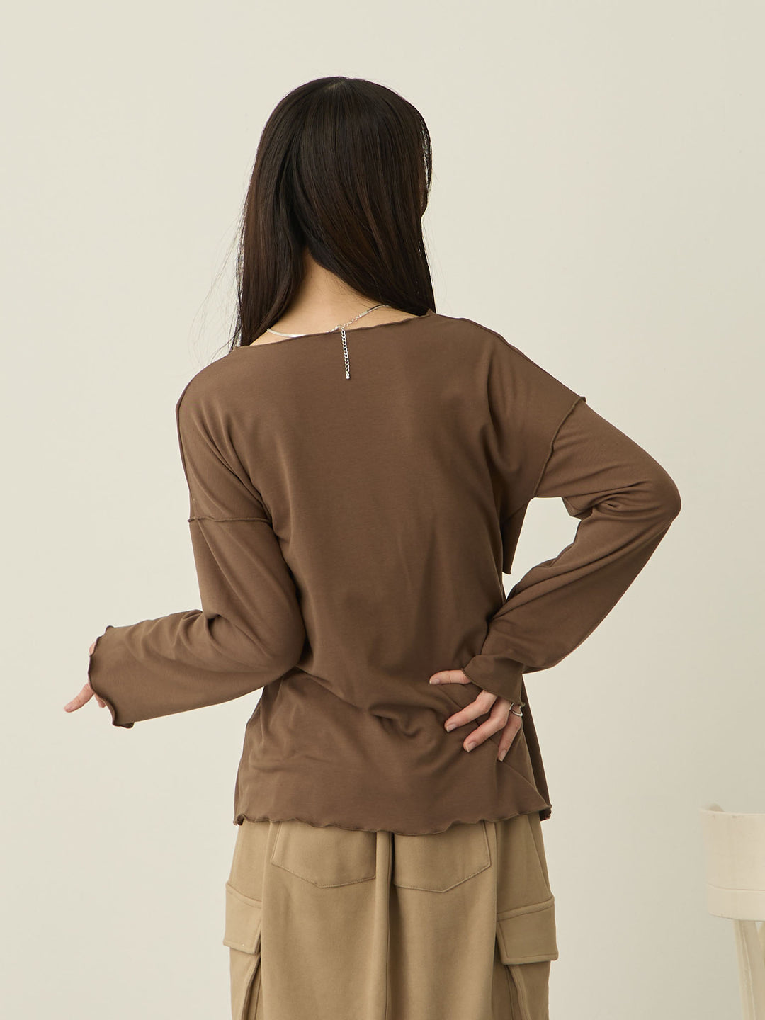 【マタニティ・授乳服】裏起毛ロングTシャツ Brown