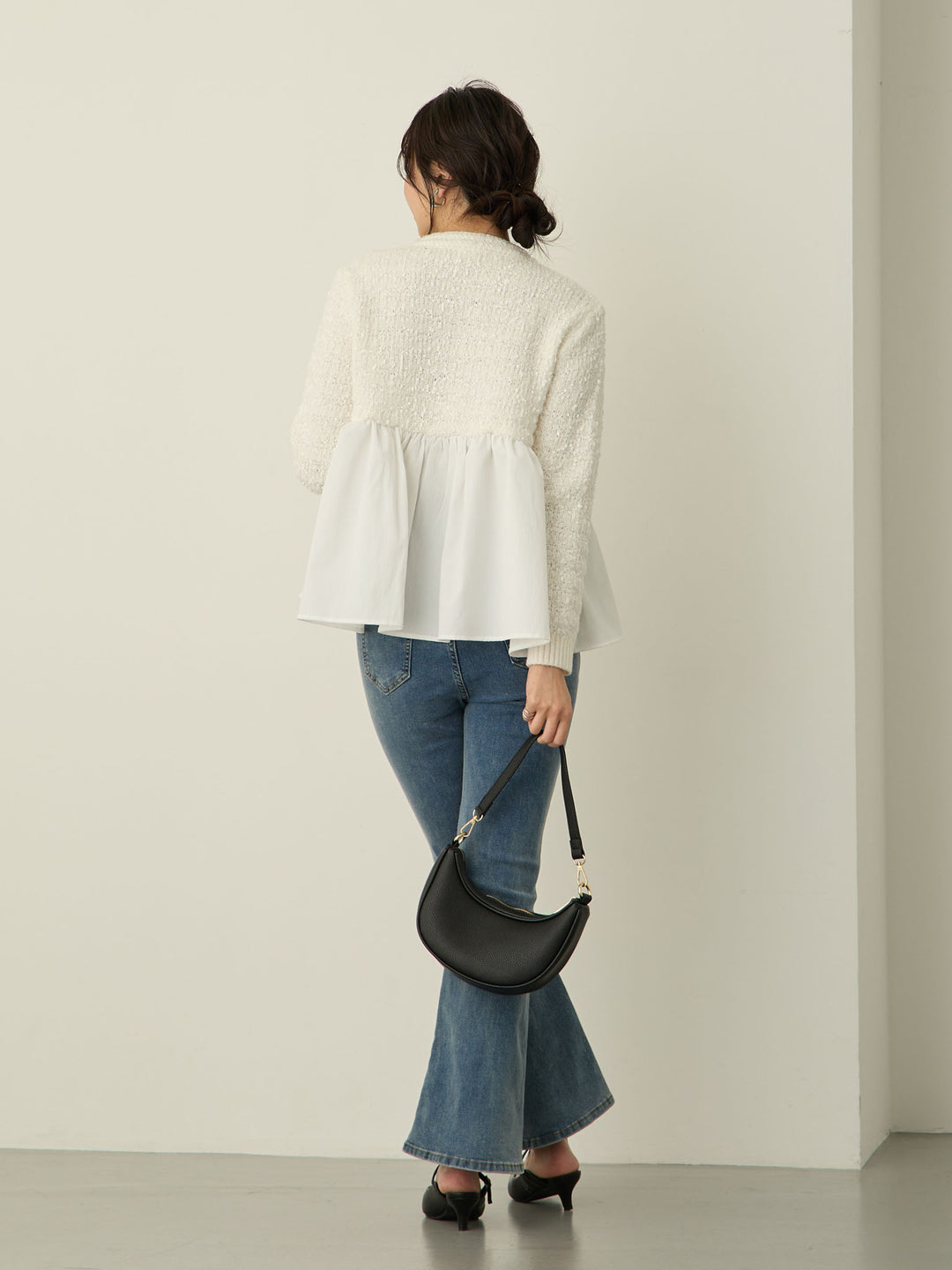 [Maternity/Postpartum] Stretch flare denim pants Blue