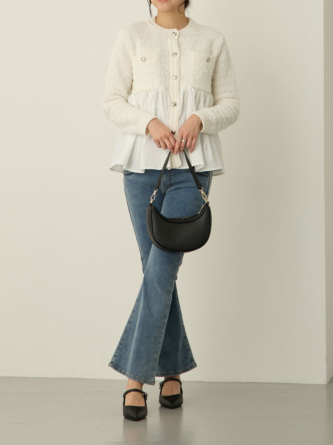 [Maternity/Postpartum] Stretch flare denim pants Blue