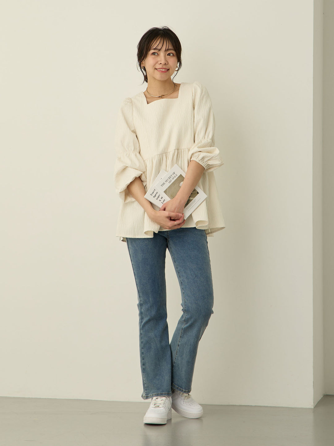 [Maternity/Postpartum] Stretch flare denim pants Blue