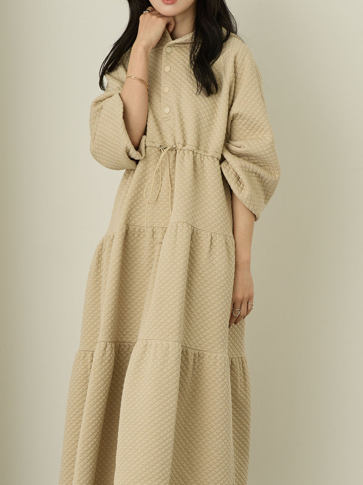 [Maternity/Nursing Wear] Quilted Parka Dress, Beige