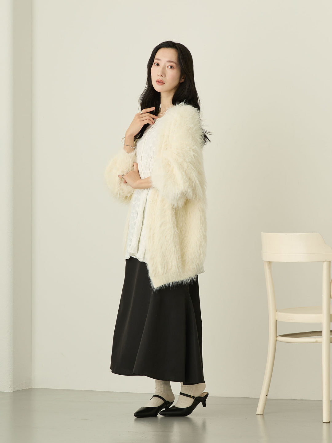 [Maternity/Nursing Wear] Fluffy Cardigan Ecru