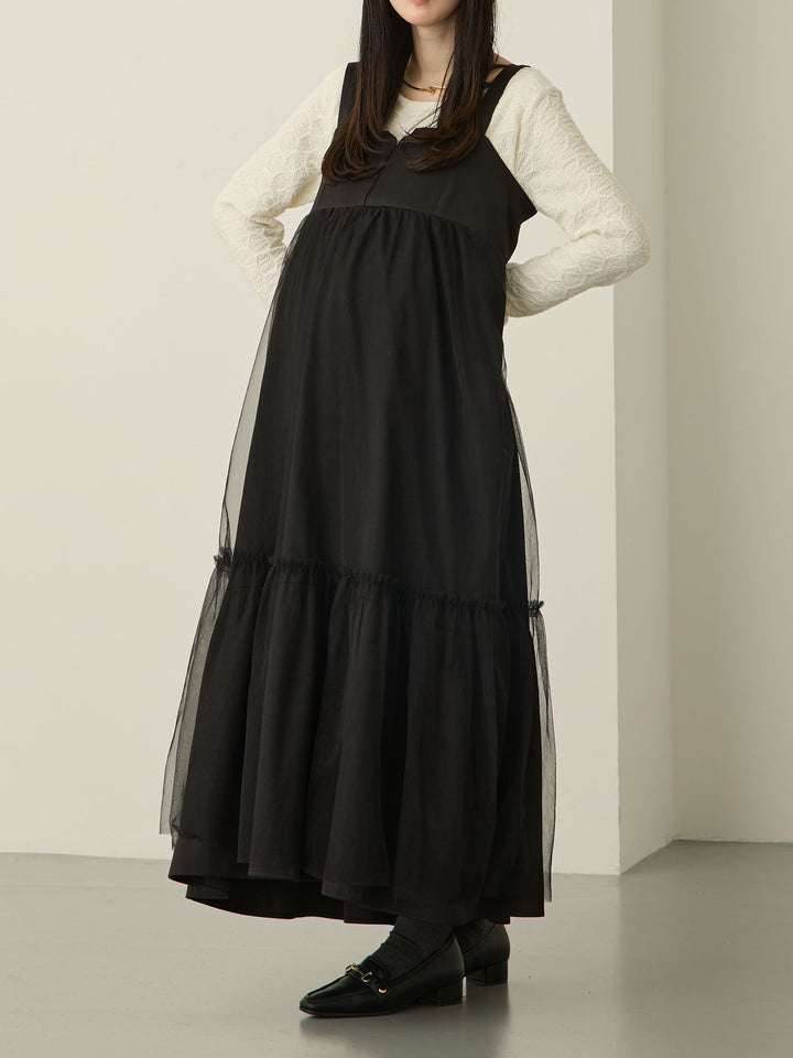 [Maternity/Nursing Wear] Tulle Jumper Skirt Black