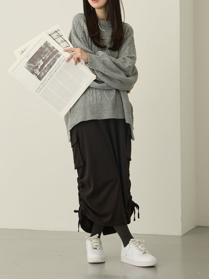 [Maternity/Postpartum] Fleece Cargo Skirt Black